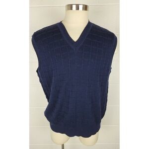 Mens Ping Blue Mercerized Cotton Golf V-Neck‎ Sweater Vest Italy Large